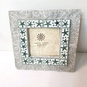 Nautical Beach Star Fish Stone Rock Square Free Standing Photo Picture Frame